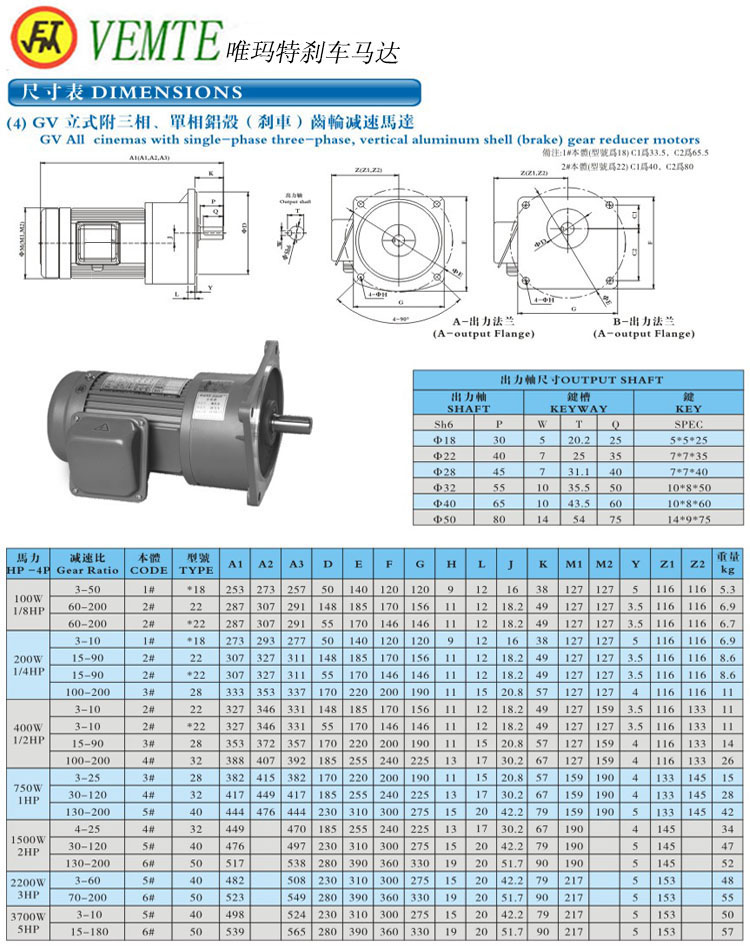 GV立式三項(xiàng)，單項(xiàng)齒輪減速馬達(dá)
