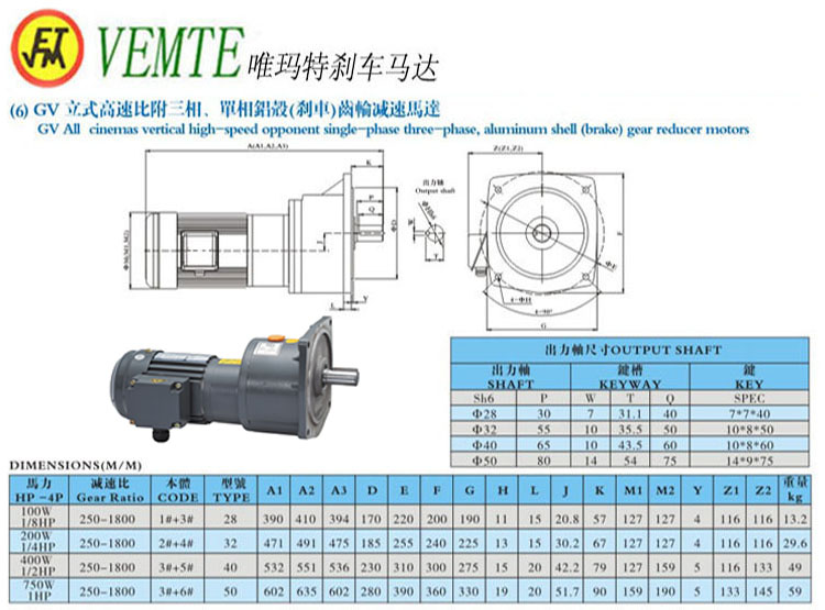 GV立式高速比付三項(xiàng)，單項(xiàng)鋁殼剎車齒輪減速馬達(dá)